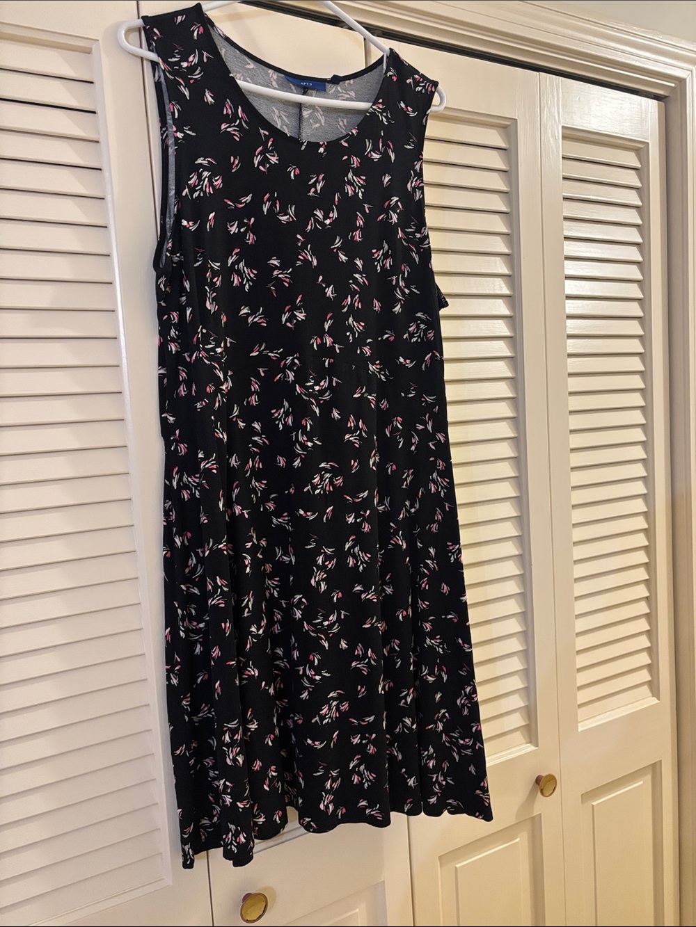 Apt. 9 Black Sleeveless A-Line Dress with Pink & White Floral Print